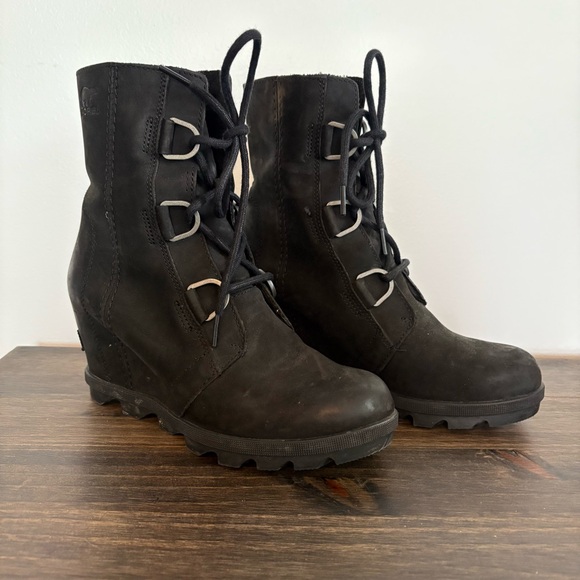 Sorel Joan of Arctic II Women’s Black Lace Up Wedge Boots Winter Snow - Picture 1 of 10